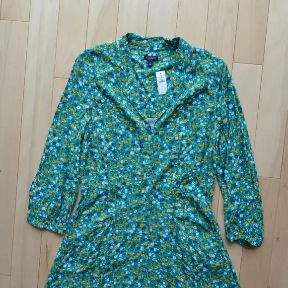 Talbots NWT Maxi Dress Green Floral Flower Size 4 - Picture 2 of 5